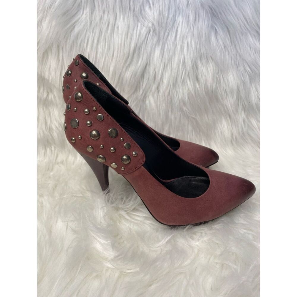 Alexander McQueen Studded Burgundy High Heel Pumps - Authentic